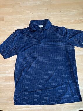 Greg Norman Collection Navy Polo with Micro Dot Pattern